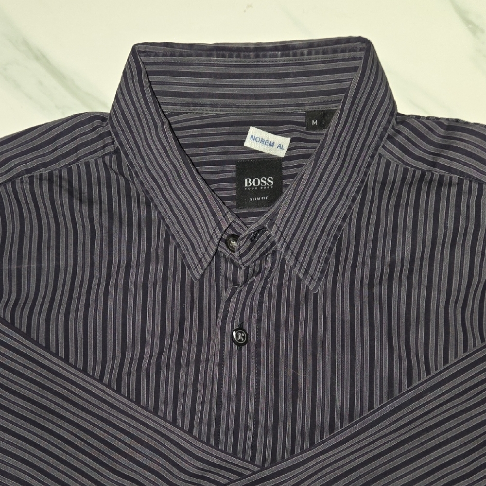 Hugo Boss Men's Black Striped Casual Shirt